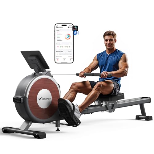 MERACH Rameur Bluetooth 16 niveaux double rail